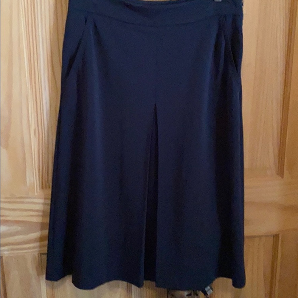Blue kick-pleat skirt